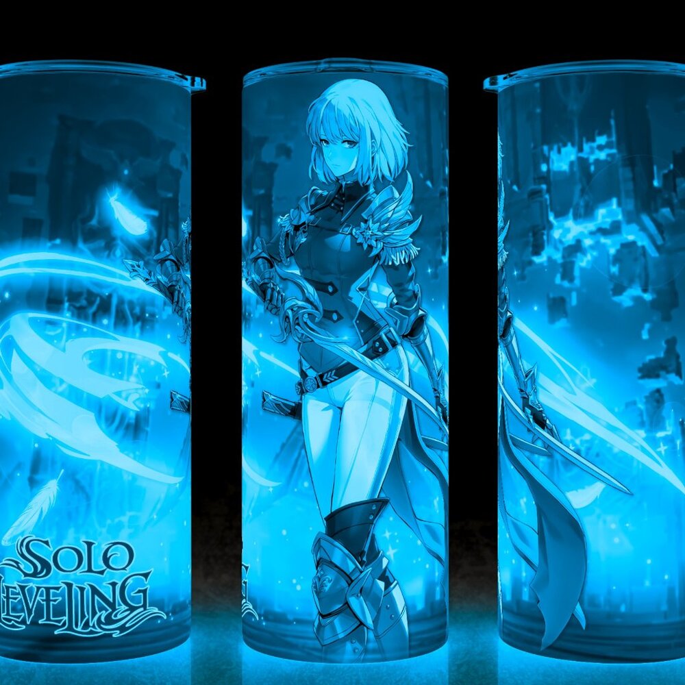 Glow in the Dark Solo Leveling Anime - Cha Hae-In Action Pose Cup Mug Tumbler